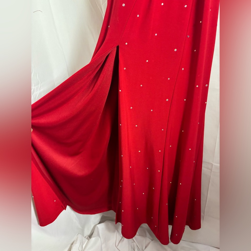VTG 90s/Y2K Red Jeweled Open Back Full Length Formal Dress Size M-L - Picture 16 of 16